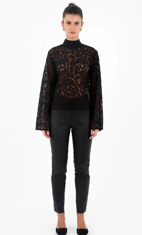 Pluvia Blouse Top Sheer Sleeve Blouse