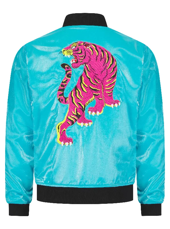 Soot and Ty Baby Blue Reversible Tiger Sukajan Unisex Bomber Jacket Print Jacket Jacquard Jacket Embroidered Jacket Soot and Ty Baby Blue Reversible Tiger Sukajan Unisex Bomber Jacket Print Jacket Jacquard Jacket Embroidered Jacket