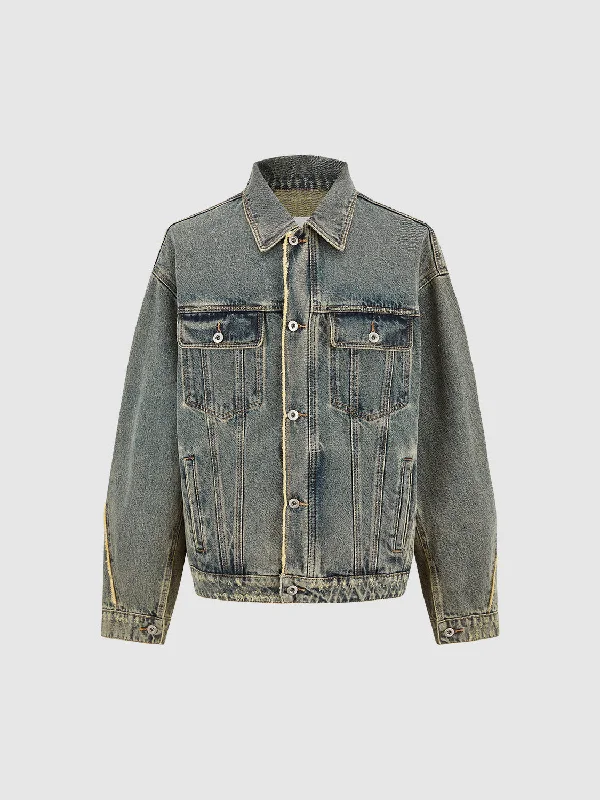 Button Up Loose Denim Jacket Jersey Jacket Tulle Jacket Batik Jacket