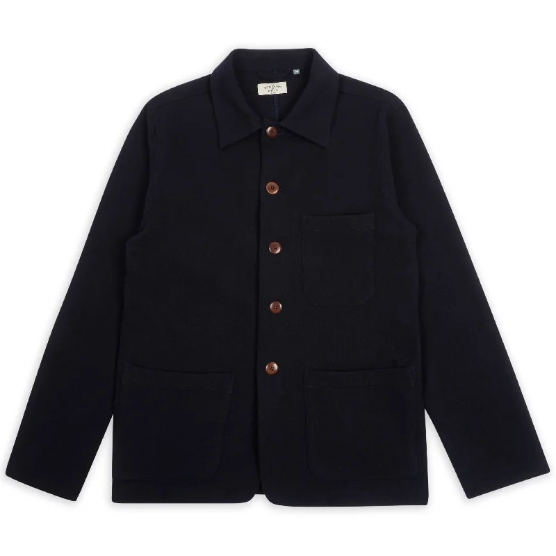 Cashmere & Wool Iffley Jacket - Navy Fleece Jacket Down Jacket Feather Jacket
