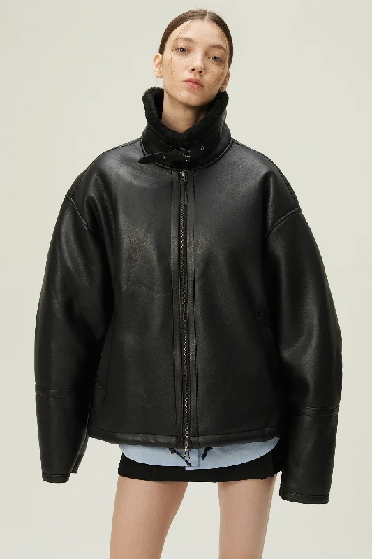 Cia Oversized Aviator Jacket Hooded Jacket Caped Jacket Shawl Collar Jacket