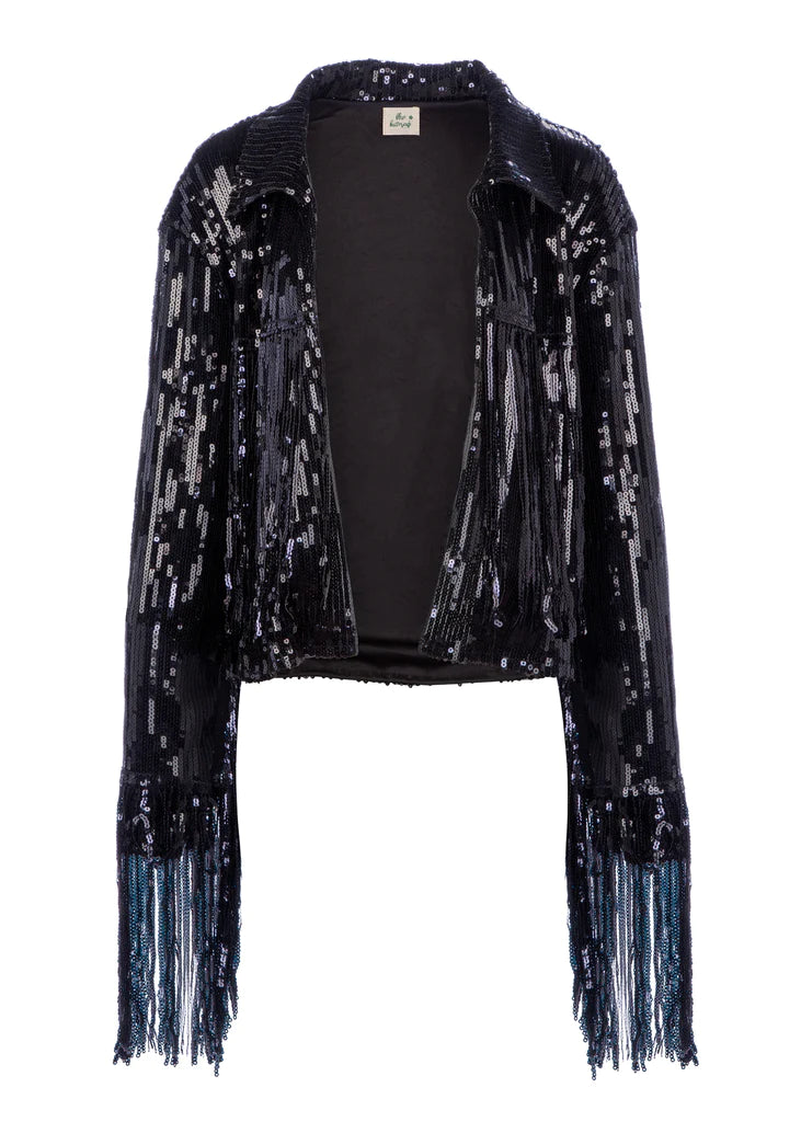 COASTAL COWGIRL BLACK SEQUIN FRINGE JACKET Striped Jacket Polka Dot Jacket Floral Jacket COASTAL COWGIRL BLACK SEQUIN FRINGE JACKET Striped Jacket Polka Dot Jacket Floral Jacket