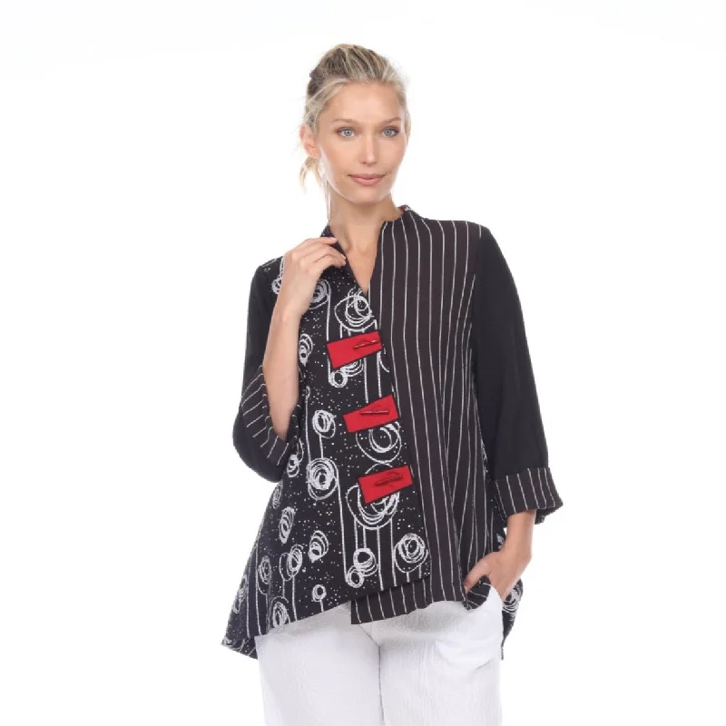 Moonlight "Swirls & Stripes" Jacket in Black/White/Red - 2550-BLK - Sizes M & L Corduroy Jacket Velvet Jacket Brocade Jacket Moonlight "Swirls & Stripes" Jacket in Black/White/Red - 2550-BLK - Sizes M & L Corduroy Jacket Velvet Jacket Brocade Jacket