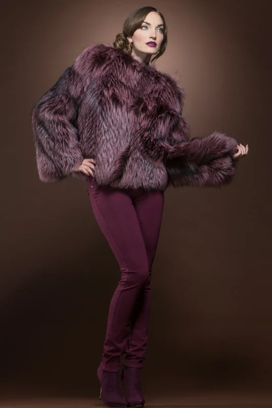 Raspberry Fox Fur Jacket Wool Jacket Cashmere Jacket Tweed Jacket