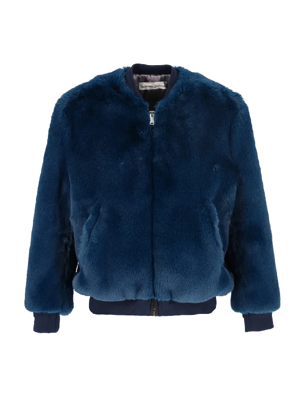 faux-fur bomber jacket Zip Front Button Front Snap Front