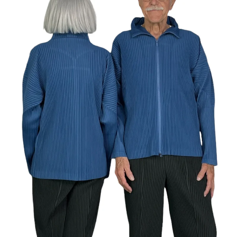 COLOR PLEATS ZIP JACKET Mesh Jacket Canvas Jacket Denim Jacket