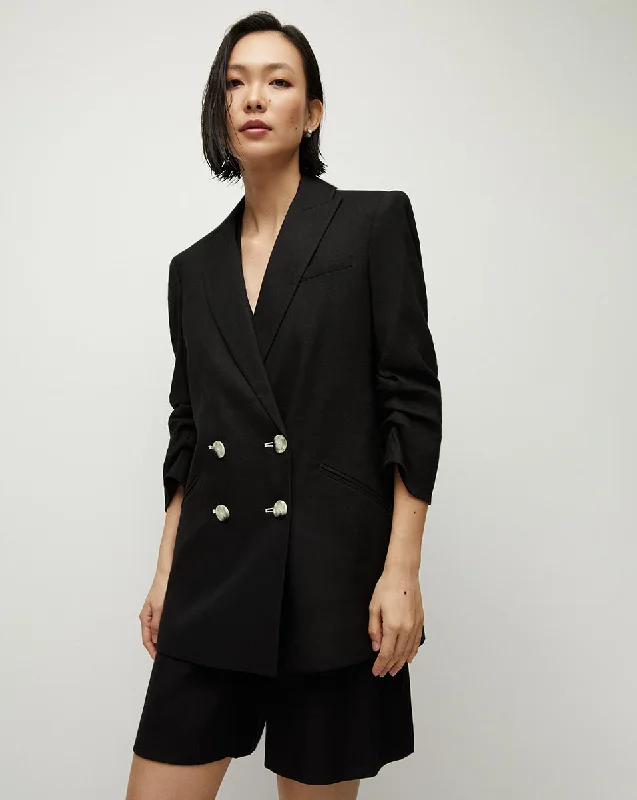Kiernan Linen Dickey Jacket Stand-Up Collar Roll-Neck Collar Turtle Neck