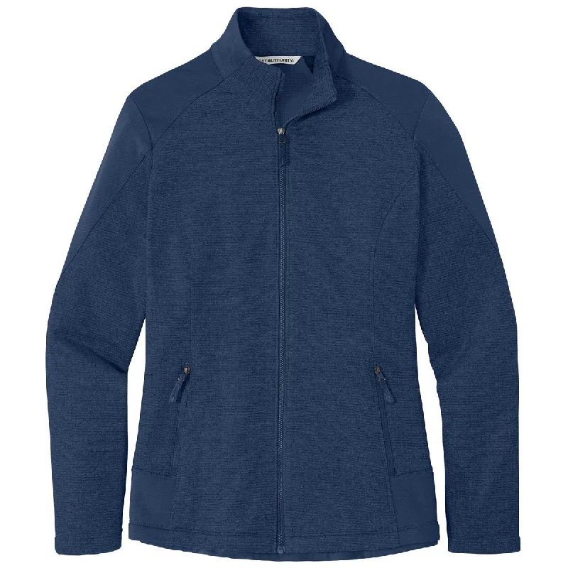 Port Authority Women's River Blue Navy Grid Fleece Jacket Zip Front Button Front Snap Front Port Authority Women's River Blue Navy Grid Fleece Jacket Zip Front Button Front Snap Front