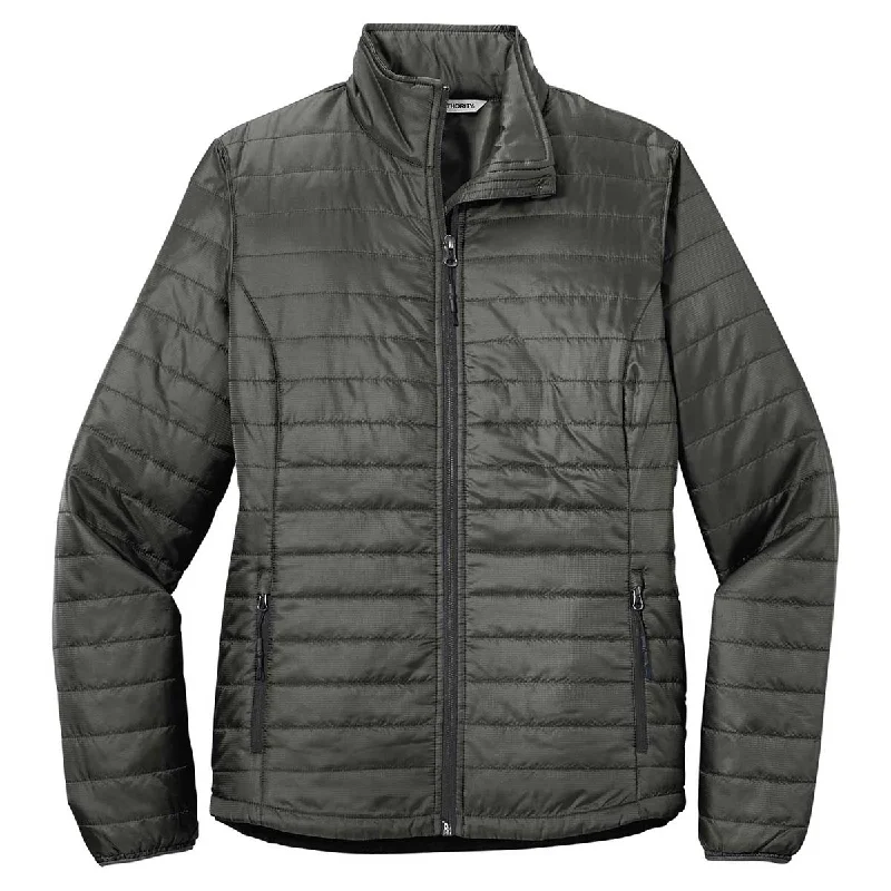 Port Authority Women's Sterling Grey/ Graphite Packable Puffy Jacket Jersey Jacket Tulle Jacket Batik Jacket Port Authority Women's Sterling Grey/ Graphite Packable Puffy Jacket Jersey Jacket Tulle Jacket Batik Jacket
