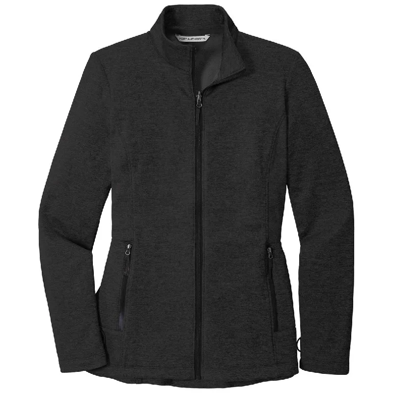 Port Authority Women's Deep Black Heather Collective Striated Fleece Jacket Elasticated Jacket Padded Jacket Insulated Jacket Port Authority Women's Deep Black Heather Collective Striated Fleece Jacket Elasticated Jacket Padded Jacket Insulated Jacket