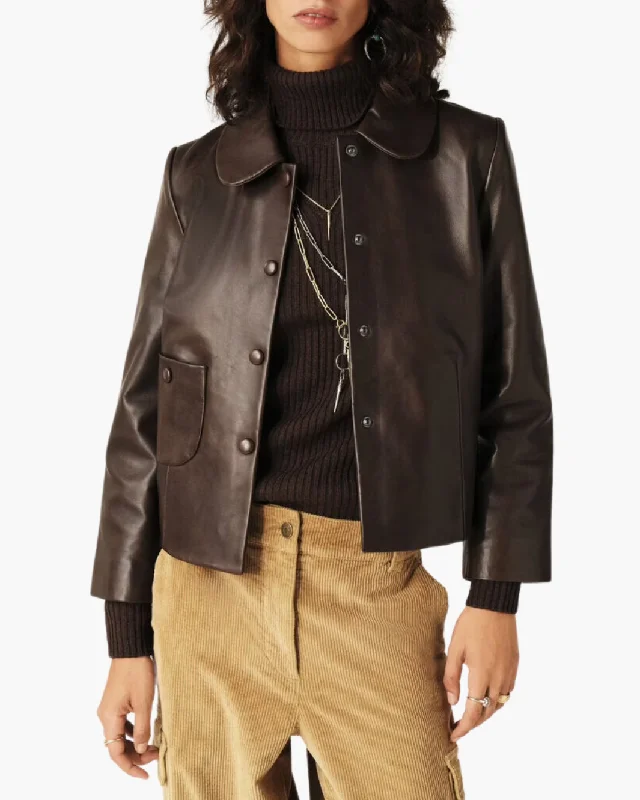 MILOS JACKET IN MARRON Knit Fabric Woven Fabric Fleece Fabric