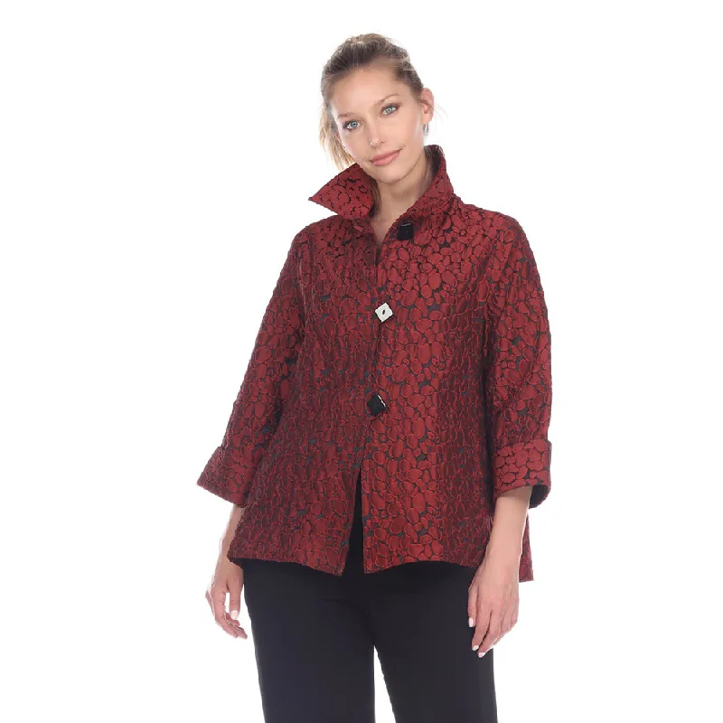 Moonlight Jacquard Button Front Jacket in Red - 2453-TAF -Size S Only! Satin Fabric Silk Fabric Chiffon Fabric Moonlight Jacquard Button Front Jacket in Red - 2453-TAF -Size S Only! Satin Fabric Silk Fabric Chiffon Fabric
