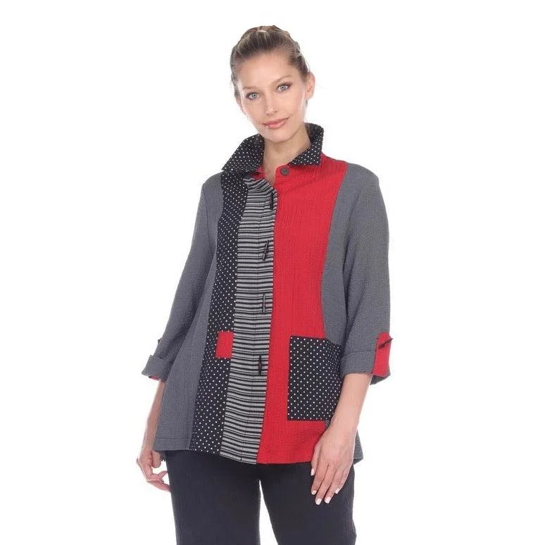Moonlight Mixed-Media Polka-Dot & Stripe Shirt/Jacket - 2325 Striped Jacket Polka Dot Jacket Floral Jacket Moonlight Mixed-Media Polka-Dot & Stripe Shirt/Jacket - 2325 Striped Jacket Polka Dot Jacket Floral Jacket