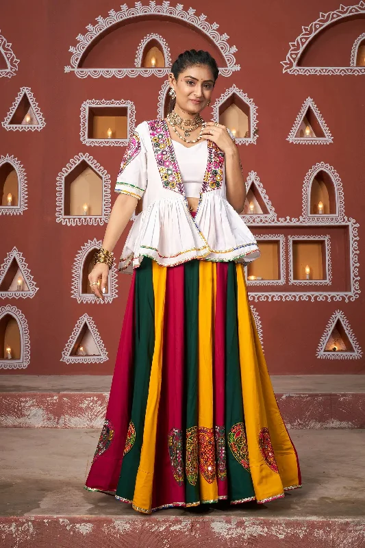 Navratri Special Multi Colour Mirror Embroidered Jacket Lehenga Set Appliqued Jacket Beaded Jacket Sequined Jacket Navratri Special Multi Colour Mirror Embroidered Jacket Lehenga Set Appliqued Jacket Beaded Jacket Sequined Jacket