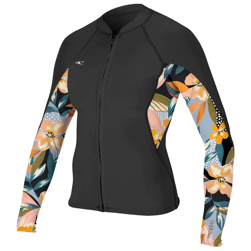 O'Neill Bahia 1.5mm Women's Front Zip Wetsuit Jacket - Black/Demi Floral Elasticated Jacket Padded Jacket Insulated Jacket O'Neill Bahia 1.5mm Women's Front Zip Wetsuit Jacket - Black/Demi Floral Elasticated Jacket Padded Jacket Insulated Jacket