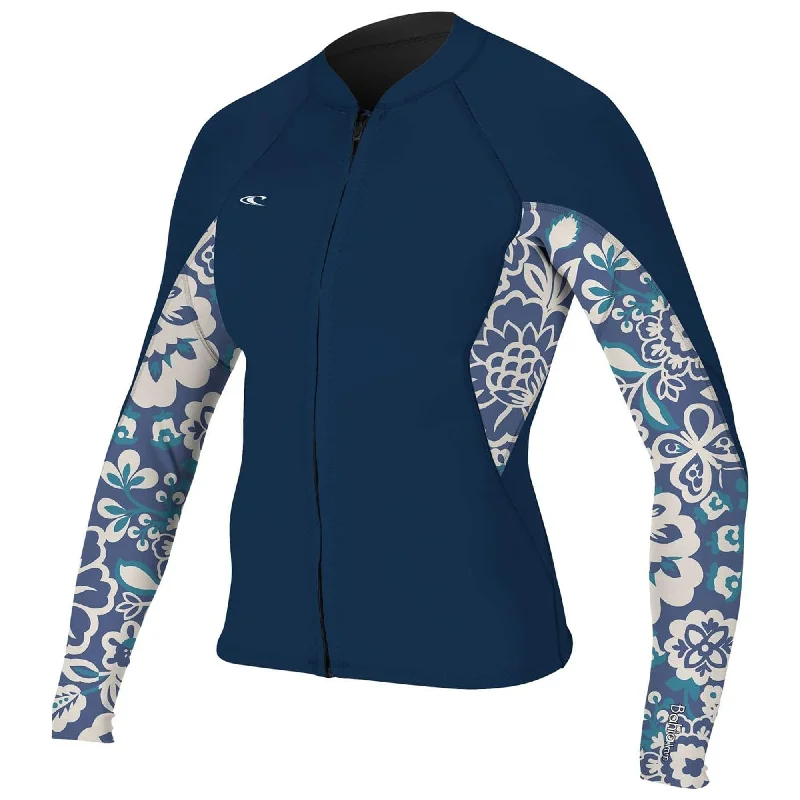 O'Neill Bahia 1.5mm Women's Front Zip Wetsuit Jacket - Navy Denim Fabric Leather Fabric Suede Fabric O'Neill Bahia 1.5mm Women's Front Zip Wetsuit Jacket - Navy Denim Fabric Leather Fabric Suede Fabric