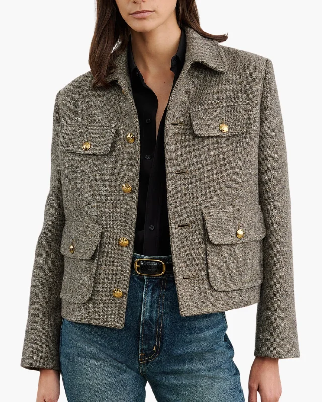 PAOLA JACKET IN FEATHER GREY DONAGAL Appliqued Jacket Beaded Jacket Sequined Jacket