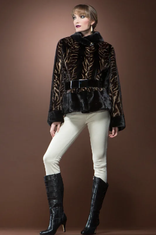 Ranch and Demi-Buff Mink Fur Jacket Stand-Up Collar Roll-Neck Collar Turtle Neck