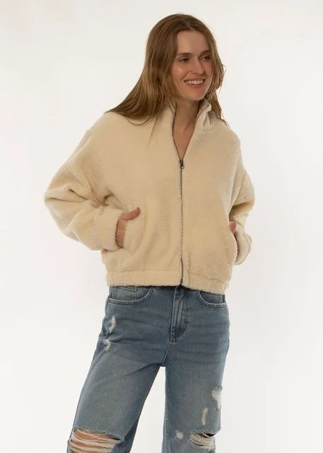 Sisstrevolution Chiara Jacket - Vintage White Bomber Jacket Anorak Windbreaker
