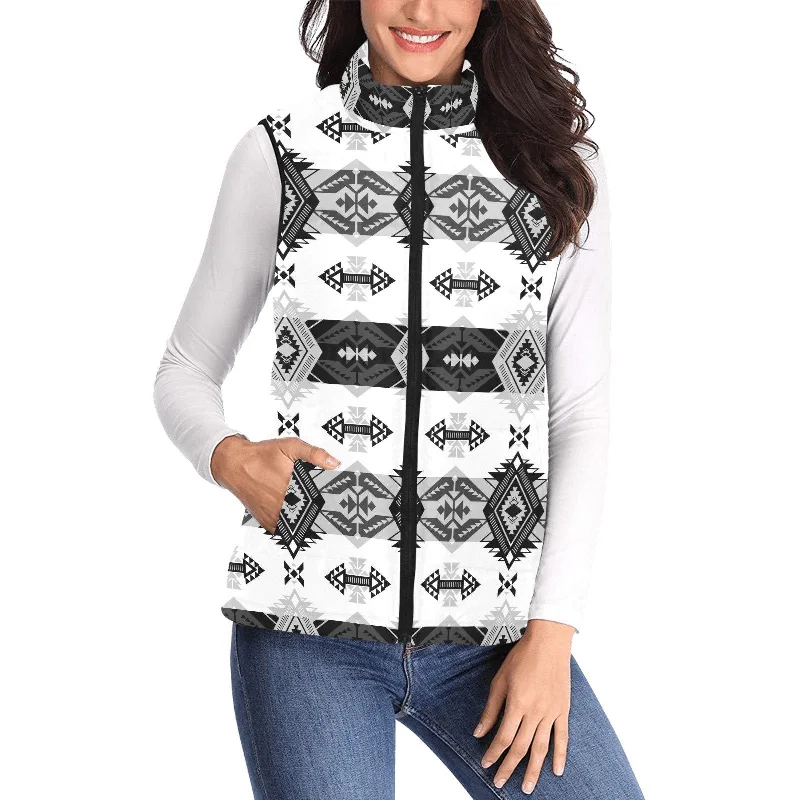 Sovereign Nation Black and White Women's Padded Vest Jacket Satin Jacket Silk Jacket Chiffon Jacket Sovereign Nation Black and White Women's Padded Vest Jacket Satin Jacket Silk Jacket Chiffon Jacket