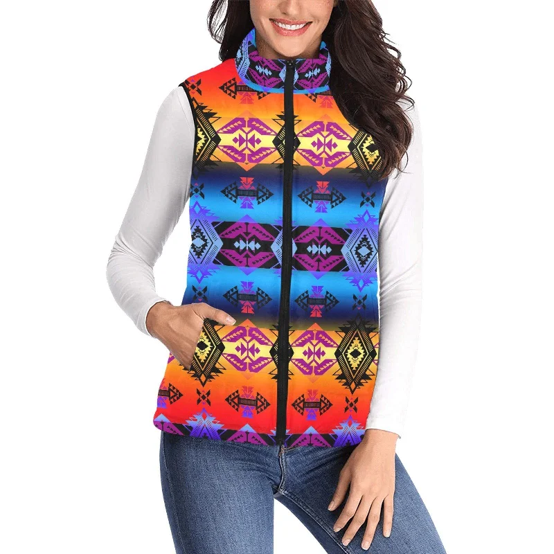 Sovereign Nation Sunset Women's Padded Vest Jacket Satin Jacket Silk Jacket Chiffon Jacket Sovereign Nation Sunset Women's Padded Vest Jacket Satin Jacket Silk Jacket Chiffon Jacket