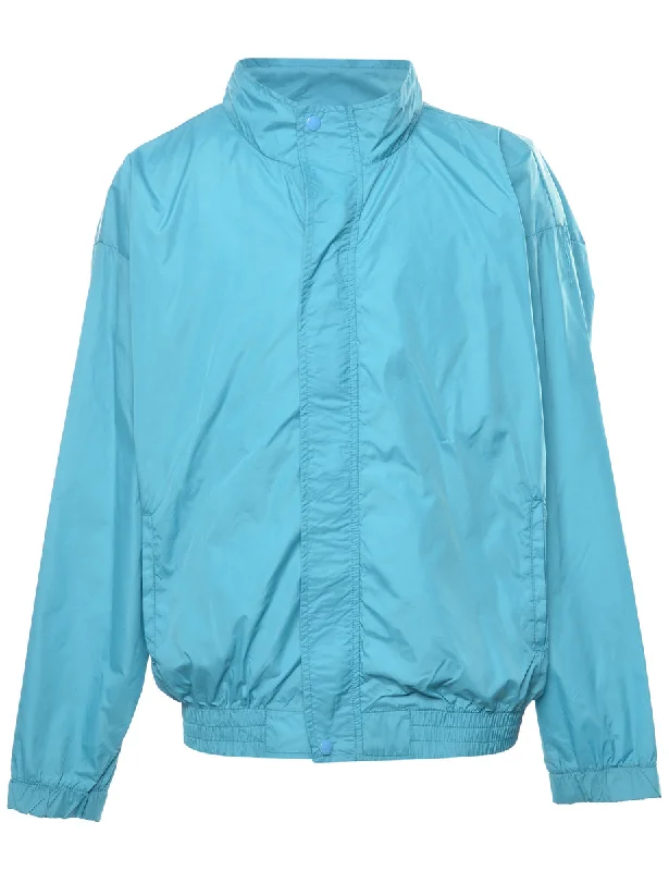 Turquoise Zip-Front Nylon Jacket - XL Faux Fur Jacket Real Fur Jacket Shearling Jacket Turquoise Zip-Front Nylon Jacket - XL Faux Fur Jacket Real Fur Jacket Shearling Jacket