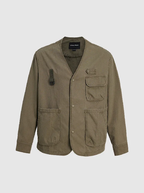 V-Neck Loose Jacket Herringbone Jacket Houndstooth Jacket Plaid Jacket