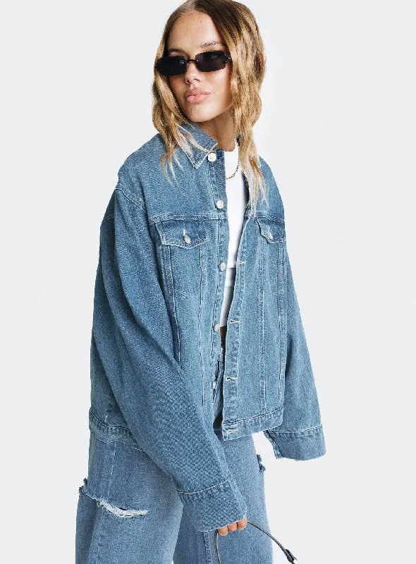 Ward Mid Wash Denim Jacket Denim Jacket Leather Jacket Suede Jacket