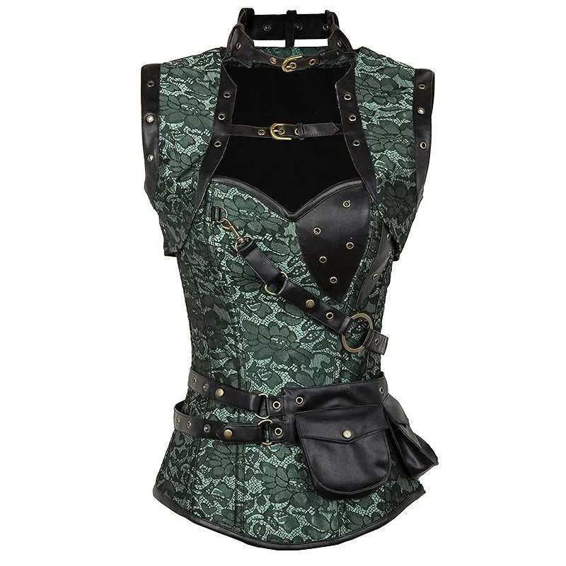 Women's Skull Green Floral Pouch Belt & Jacket Steampunk Corset Rayon Jacket Velvet Jacket Corduroy Jacket Women's Skull Green Floral Pouch Belt & Jacket Steampunk Corset Rayon Jacket Velvet Jacket Corduroy Jacket