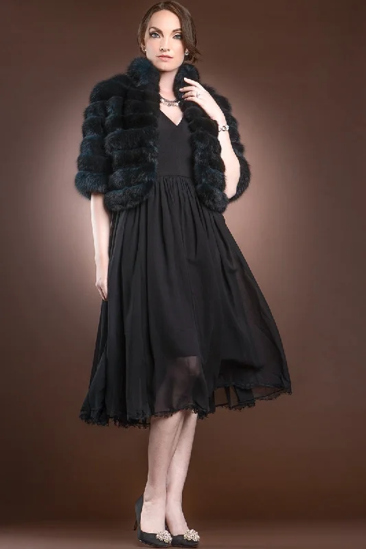 Teal Horizontal Sable Bolero Fur Jacket Faux Fur Jacket Real Fur Jacket Shearling Jacket Teal Horizontal Sable Bolero Fur Jacket Faux Fur Jacket Real Fur Jacket Shearling Jacket