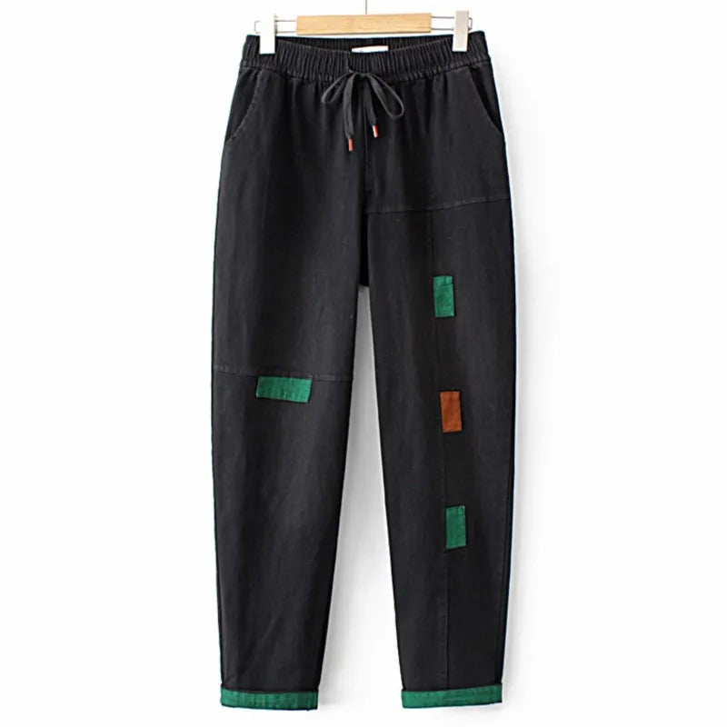5XL Plus Size Jeans Women's Clothing Fall/Winter Orange Green Rectangular Patch Pants Trendy Plus Size Jeans 5XL Plus Size Jeans Women's Clothing Fall/Winter Orange Green Rectangular Patch Pants Trendy Plus Size Jeans