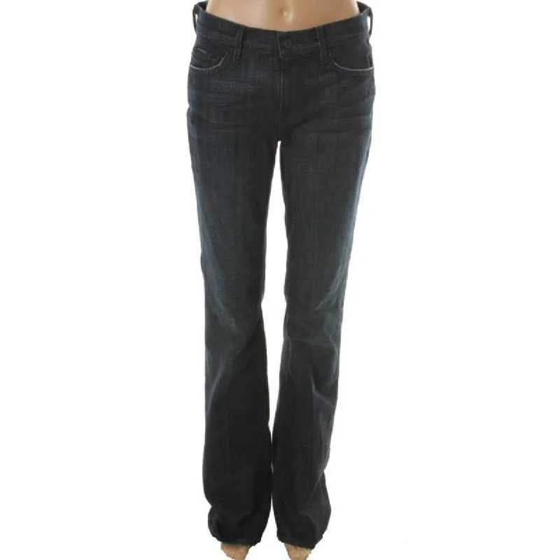 7 For All Mankind Womens Denim Dark Wash Bootcut Jeans Comfortable Folded Hem Jeans