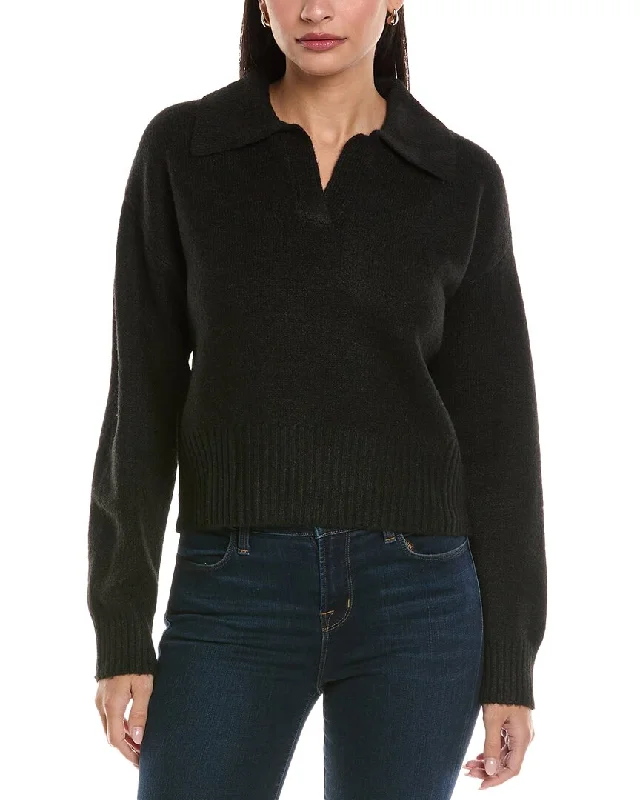 ANNA KAY Mandarine Cashmere-Blend Polo Sweater Hooded Caped Shawl Collar