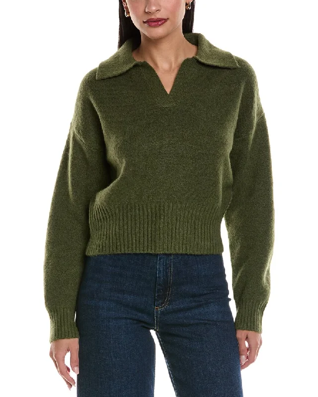 ANNA KAY Mandarine Cashmere-Blend Polo Sweater Spandex Rayon Corduroy