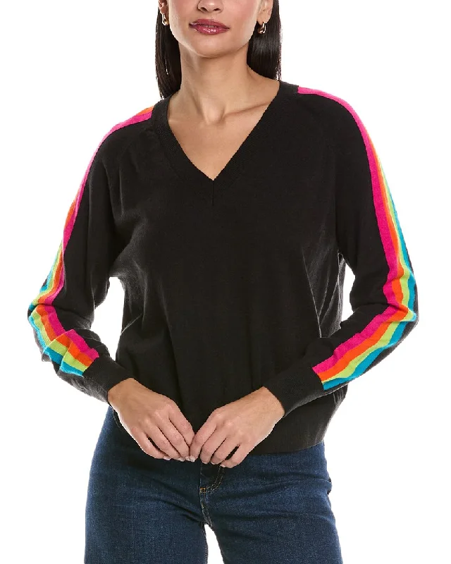 ANNA KAY Rainbow Stripe Cashmere-Blend Sweater Soft Cozy Warm