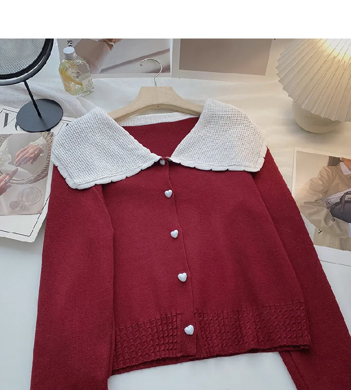 Baby collar long sleeve Vintage sweater single breasted top 6517 Nylon Fabric Polyester Fabric Spandex Fabric Baby collar long sleeve Vintage sweater single breasted top 6517 Nylon Fabric Polyester Fabric Spandex Fabric