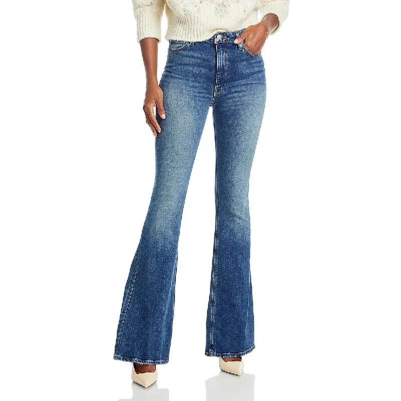 Womens High Rise Faded Flare Jeans Comfortable Faded High-Rise Jeans