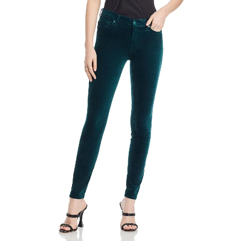 Womens Velvet High Rise Skinny Jeans Trendy Wide-Leg High-Waist Denim