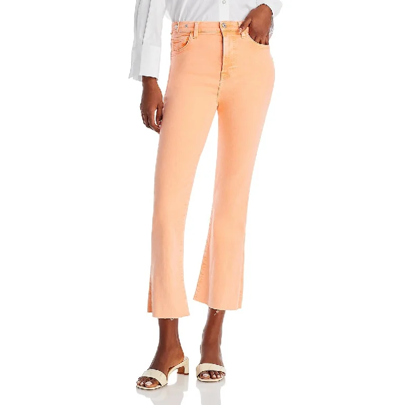 Womens High Rise Cropped Cropped Jeans Comfortable Full-Length Denim Jeans