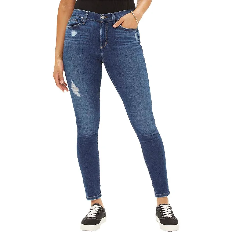 Womens Ankle Distressed Skinny Jeans Casual Straight-Leg Jeans