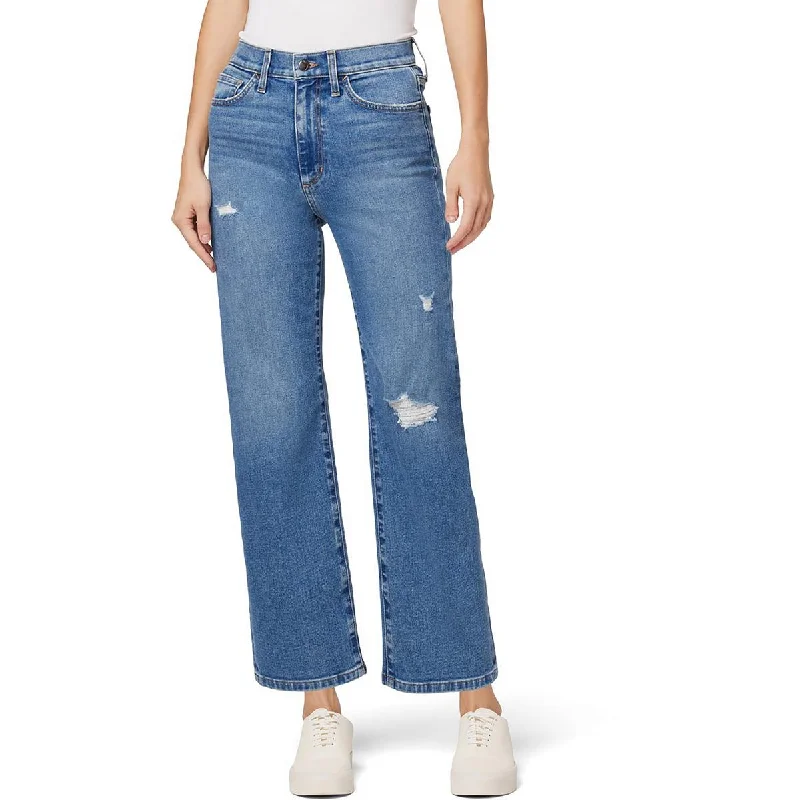 Womens High-Rise Cropped Wide Leg Jeans Casual Loose Fit Jeans