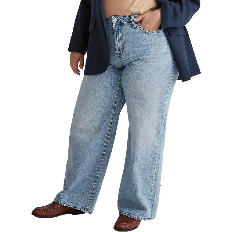 Plus Womens High Waist Light Wash Wide Leg Jeans Elegant Dark-Wash Bootcut Jeans