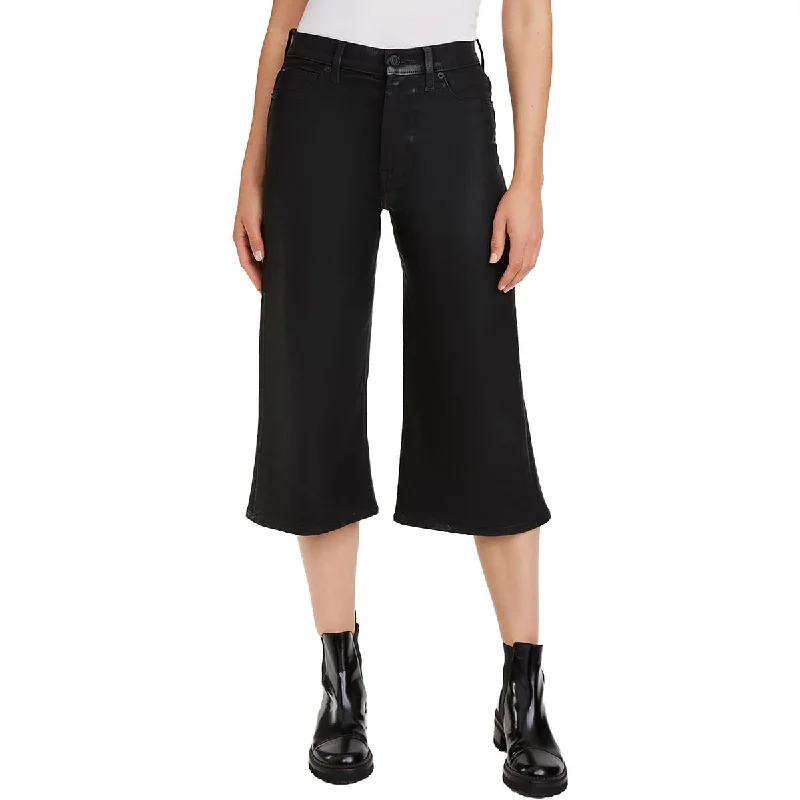Alexa Culotte Womens Capri Coated Flare Jeans Casual Light Wash Jeans