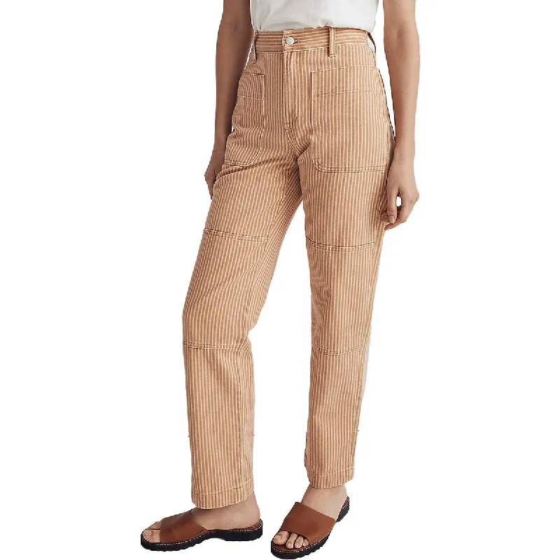 Womens High-Rise Striped Straight Leg Jeans Trendy Patchwork Denim Jeans