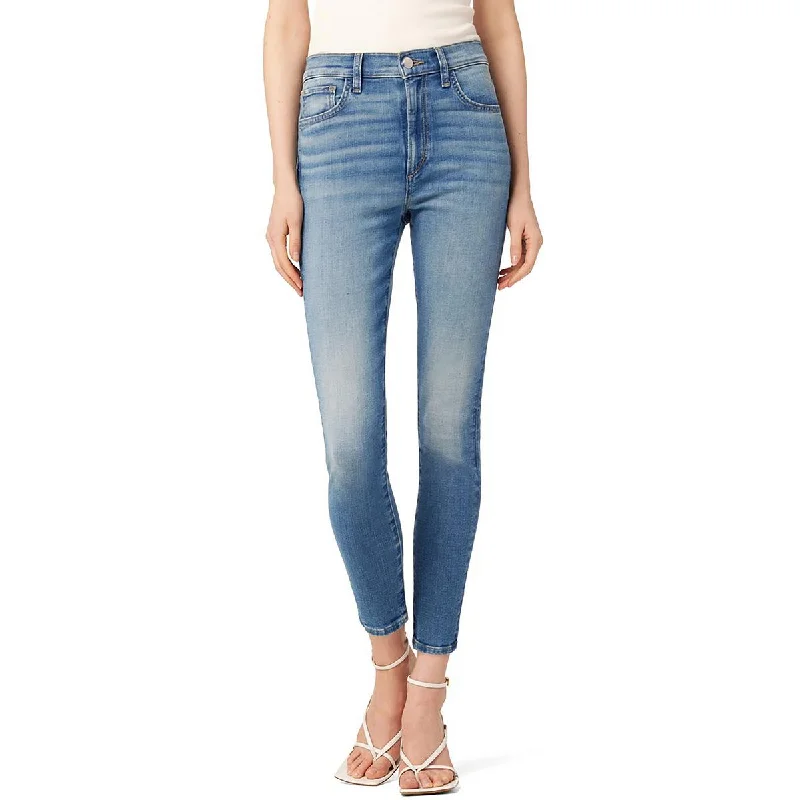The Charlie Womens High-Rise Crop Skinny Jeans Fashionable Frayed Hem Denim