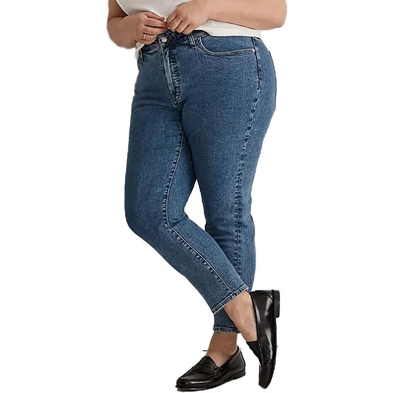 Plus Womens Mid-Rise Perfect Vintage Skinny Jeans Fashionable Cropped Denim Jeans