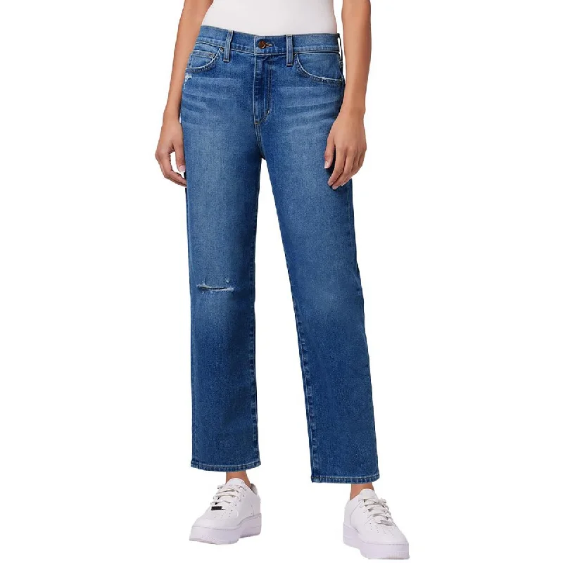 Womens Tomboy Distressed Slim Jeans Fashionable Raw Edge Jeans