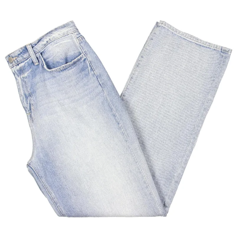Jones Womens High Rise Faded Straight Leg Jeans Stylish Acid-Wash Jeans