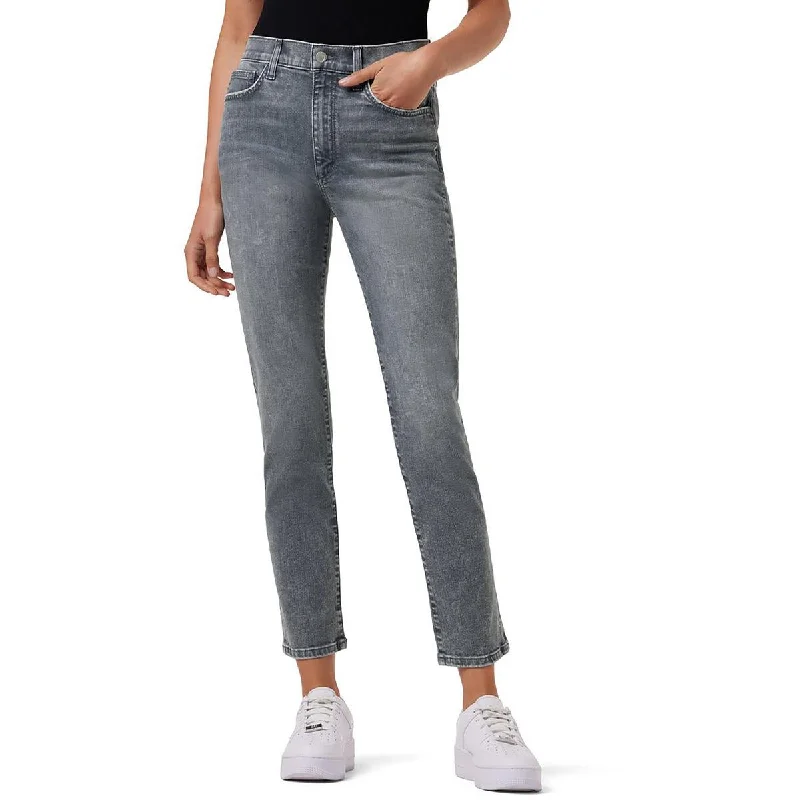 Womens High Rise Ankle Straight Leg Jeans Stylish Stone-Wash Denim Jeans