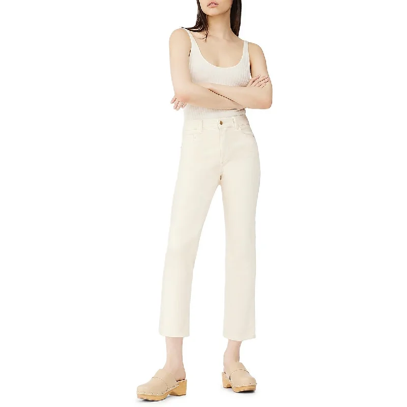 Womens High Rise Ribbed Straight Leg Jeans Casual High-Waisted Bootcut Jeans